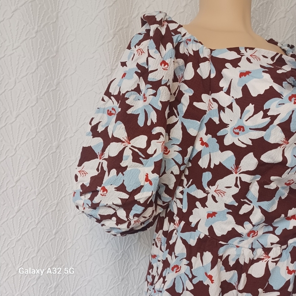 New Free Assembly Size M Floral Brown and White Dress - Picture 6 of 15
